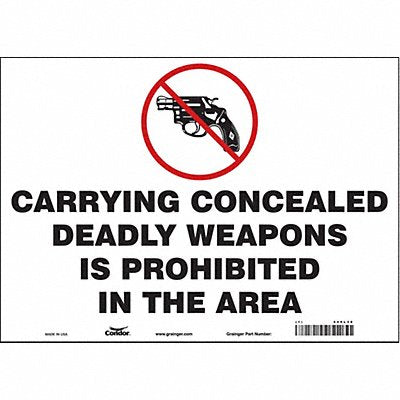 CONDOR 449L38 Safety Sign 10 in x 14 in Vinyl