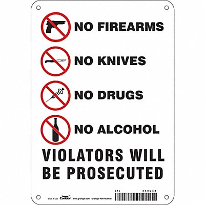 CONDOR 449L42 Safety Sign 10 in x 7 in Polyethylene