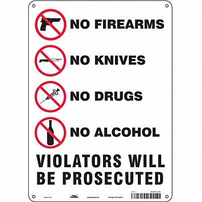 CONDOR 449L43 Safety Sign 14 in x 10 in Polyethylene