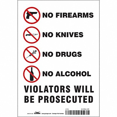 CONDOR 449L45 Safety Sign 10 in x 7 in Vinyl