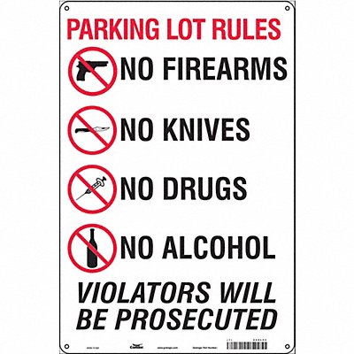 CONDOR 449L55 Safety Sign 18 in x 12 in Polyethylene