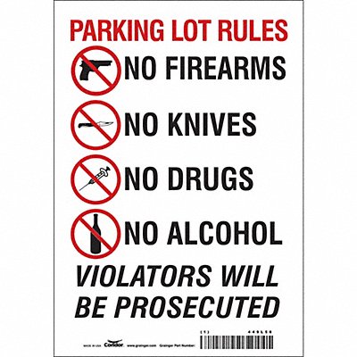 CONDOR 449L56 Safety Sign 10 in x 7 in Vinyl