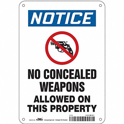 CONDOR 449M01 Safety Sign 10 in x 7 in Polyethylene