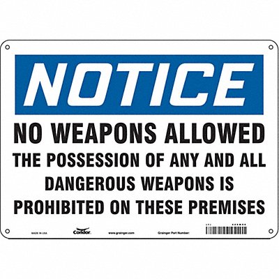 CONDOR 449M06 Safety Sign 10 in x 14 in Aluminum