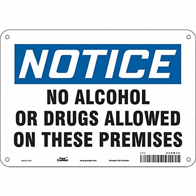 CONDOR 449M13 Safety Sign 7 in x 10 in Polyethylene