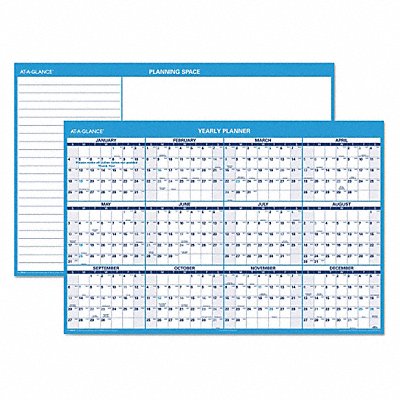 AT-A-GLANCE PM30028 Erasable Yearly Wall Calendar Blue
