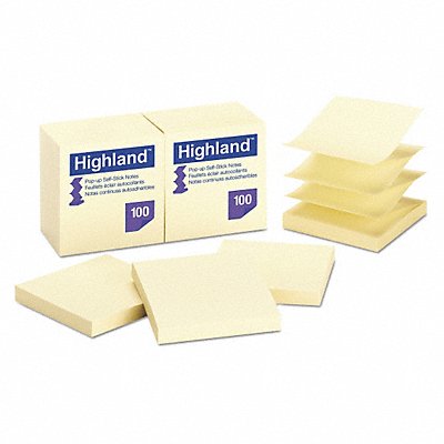 HIGHLAND 6549PUY Note 3 x3 Pop Up Yellow PK12