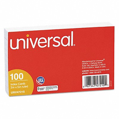 UNIVERSAL UNV47210 Card Index Ruled 3 x5 White PK100