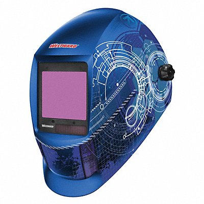WESTWARD 44R230 Auto Dark Weld Helmet 5-8/9-13 Blu/Wht