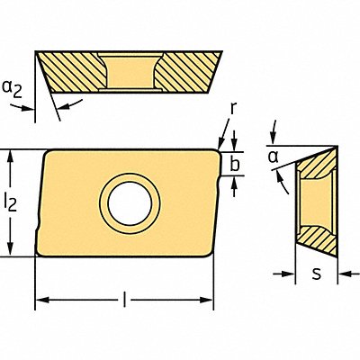 WALTER ADGT0803PERD51WKP25S Milling Insert Parallelogram 9.52mm