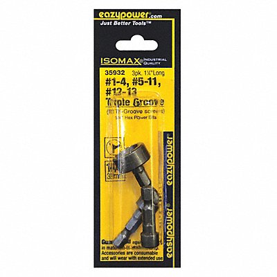 EAZYPOWER 35932 Screwdriver Bit Set 3 Pieces 1/4 Shank