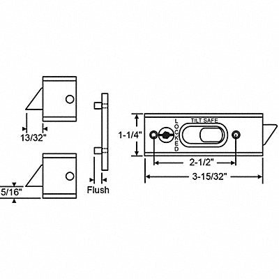 GRAINGER 85619PW1 Tilt Slide Latch Tilt Window 3-15/32 L