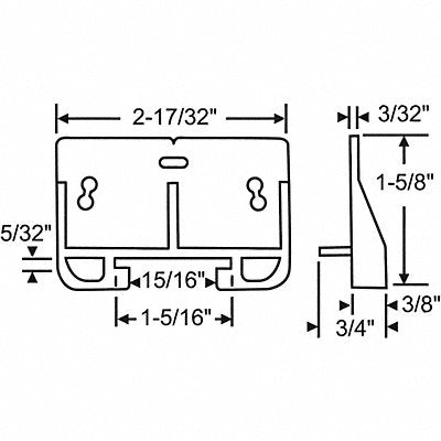 GRAINGER 4514 Drawer Track Guide 1-1/4 H