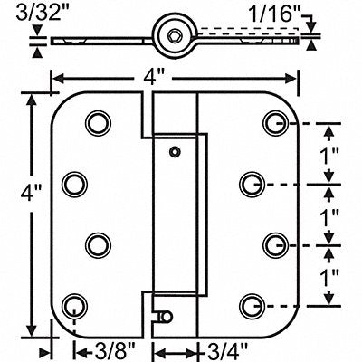 GRAINGER 8468SNK Butt Hinge Steel 125.0 lb Load Cap.