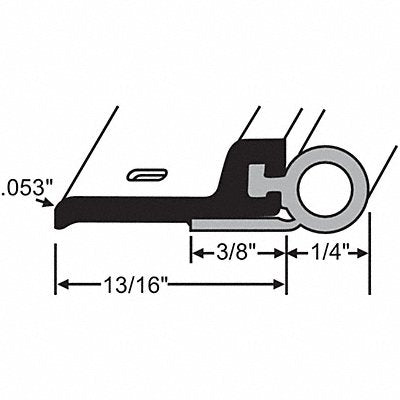 GRAINGER 19850BZ36 Weatherstrip Hollow Bulb Insert 84 L