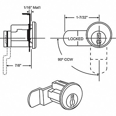 GRAINGER 9776 Mailbox Lock For 4C Pedestal Mailboxes