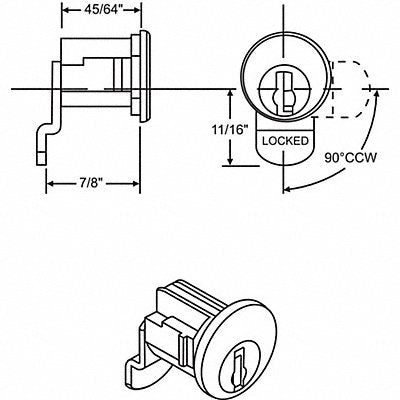 GRAINGER 973 Mailbox Lock For 4C Pedestal Mailboxes