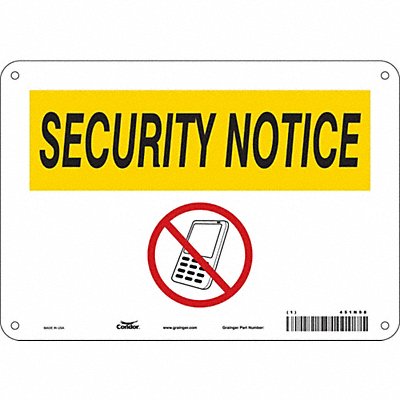 CONDOR 451N98 Safety Sign 7 in x 10 in Polyethylene