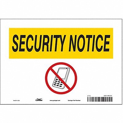 CONDOR 451P01 Safety Sign 7 in x 10 in Vinyl