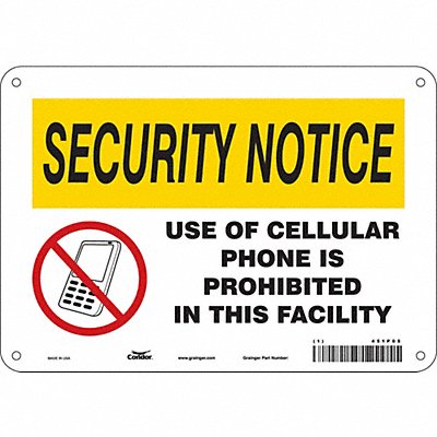 CONDOR 451P05 Safety Sign 7 in x 10 in Polyethylene