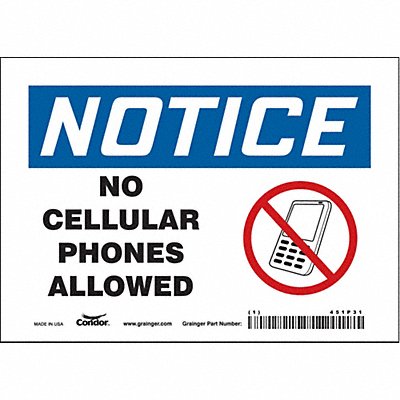 CONDOR 451P31 Safety Sign 5 in x 7 in Vinyl