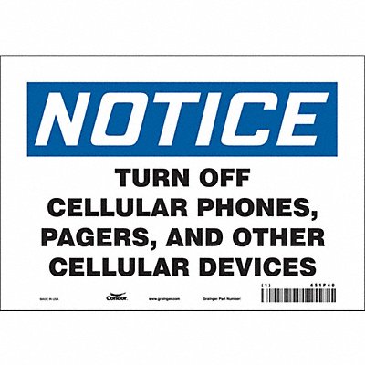 CONDOR 451P40 Safety Sign 7 in x 10 in Vinyl
