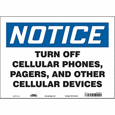 CONDOR 451P41 Safety Sign 10 in x 14 in Vinyl