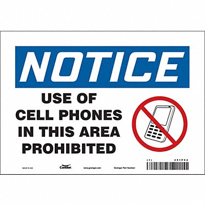 CONDOR 451P62 Safety Sign 7 in x 10 in Vinyl