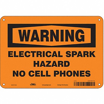 CONDOR 451P73 Safety Sign 7 in x 10 in Polyethylene
