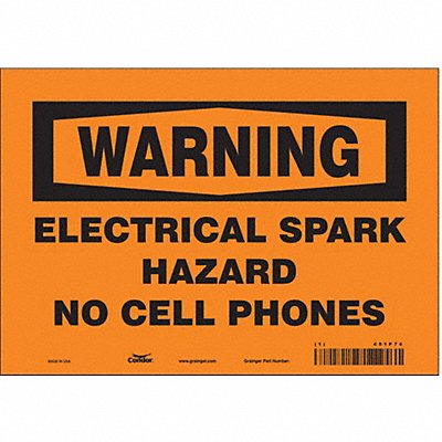 CONDOR 451P74 Safety Sign 7 in x 10 in Vinyl