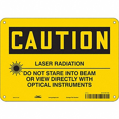 CONDOR 451P90 Laser Warning Sign 7 in x 10 in Aluminum