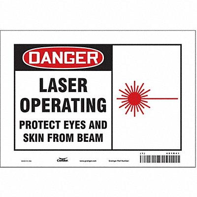 CONDOR 451R41 Safety Sign 7 in x 10 in Vinyl
