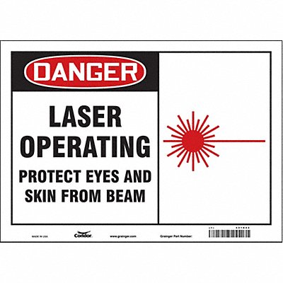 CONDOR 451R42 Safety Sign 10 in x 14 in Vinyl