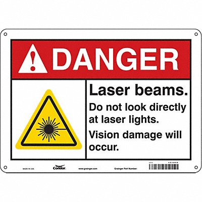 CONDOR 451R56 Safety Sign 10 inx14 in Aluminum