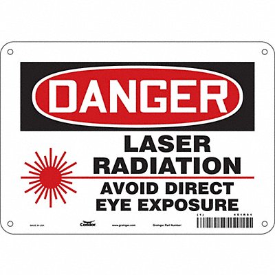 CONDOR 451R61 Laser Warning Sign 7 in x 10 in Aluminum