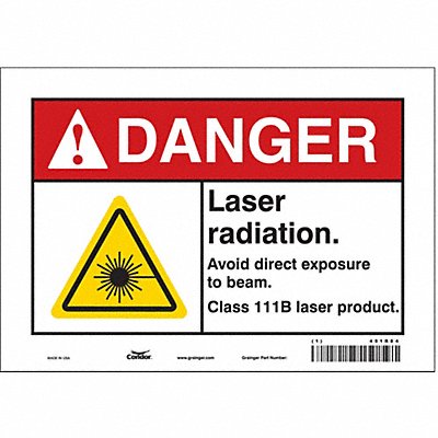 CONDOR 451R84 Safety Sign 7 in x 10 in Vinyl