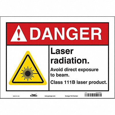 CONDOR 451R85 Safety Sign 10 inx14 in Vinyl