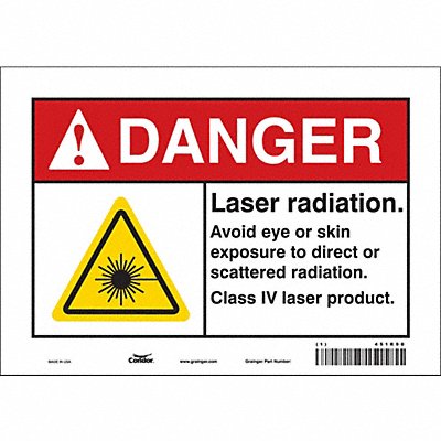 CONDOR 451R90 Safety Sign 7 inx10 in Vinyl