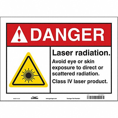 CONDOR 451R91 Safety Sign 10 inx14 in Vinyl