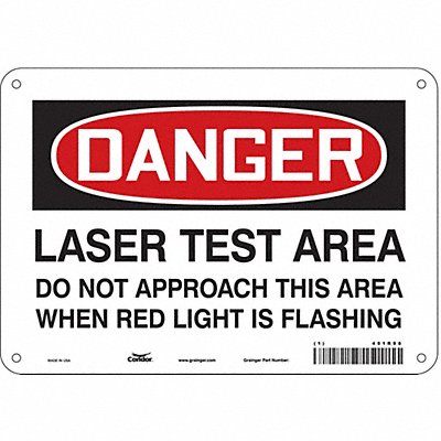 CONDOR 451R98 Laser Warning Sign 7 in x 10 in Aluminum