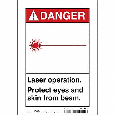 CONDOR 451T09 Safety Sign 10 in x 7 in Vinyl