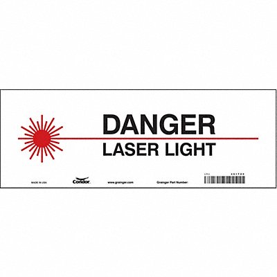CONDOR 451T20 Safety Sign 5 in x 14 in Vinyl