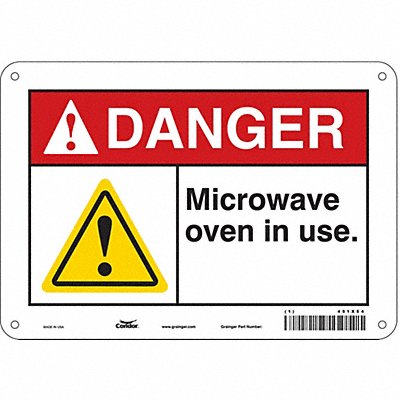 CONDOR 451X54 Safety Sign 7 in x 10 in Polyethylene