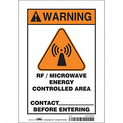 CONDOR 451X98 Safety Sign 10 inx7 in Vinyl