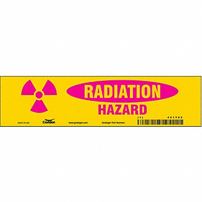 CONDOR 451Y62 Safety Sign 2 1/4 in x 9 in Vinyl