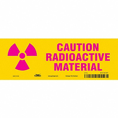 CONDOR 451Z57 Safety Sign 3 1/2 in x 10 in Vinyl