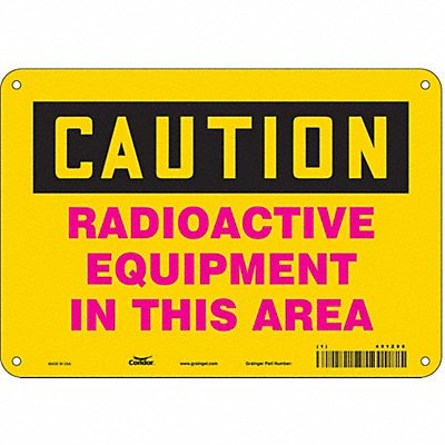 CONDOR 451Z98 Safety Sign 7 in x 10 in Aluminum