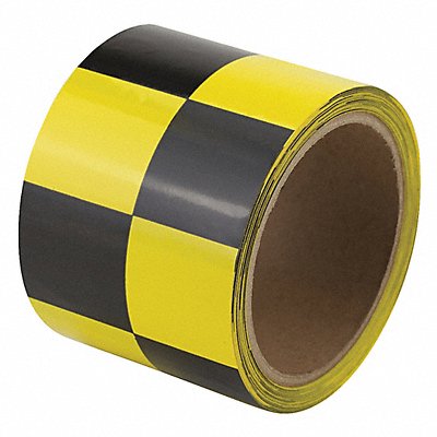 GRAINGER 35TA42 Floor Tape Black/Yellow 3 inx54 ft Roll