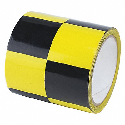 GRAINGER 8AEC6 Floor Tape Black/Yellow 4 inx54 ft Roll