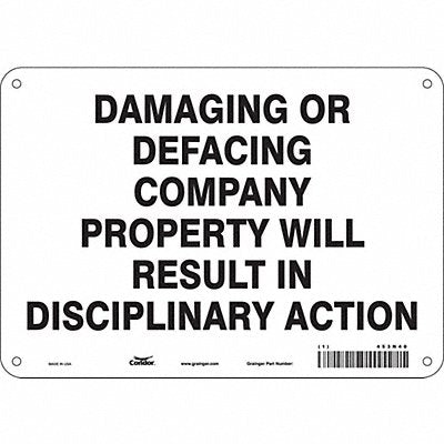 CONDOR 453N40 Safety Sign 7 in x 10 in Polyethylene